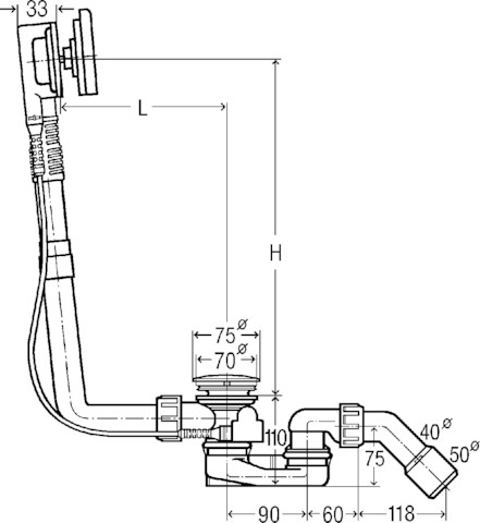 Viega Ab-und Überlauf Multiplex 6171.10 in 560mmxDN40/50 verchromt