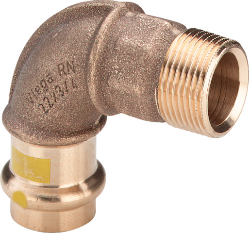 Viega Bogen 90 Grad mit SC Profipress G 2614 für Gas in 15mm x R1/2 Rotguss