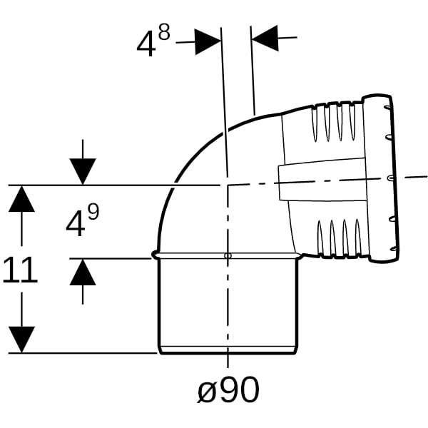 Geberit Silent-Pro Bogen 87,5Gr d90mm