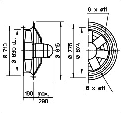 Helios HWD 630/4/4 TK Axialventilator 3-PH, 2-tourig Stern/Dreieck, mit Gitter