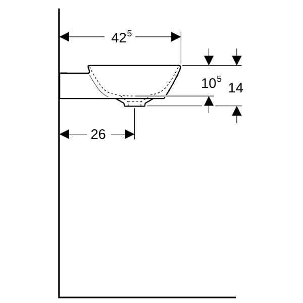 Geberit ONE AS-WT, Schalenform, 50x42,5 cm o. Hl., o. Ül., weiß, KeraTect