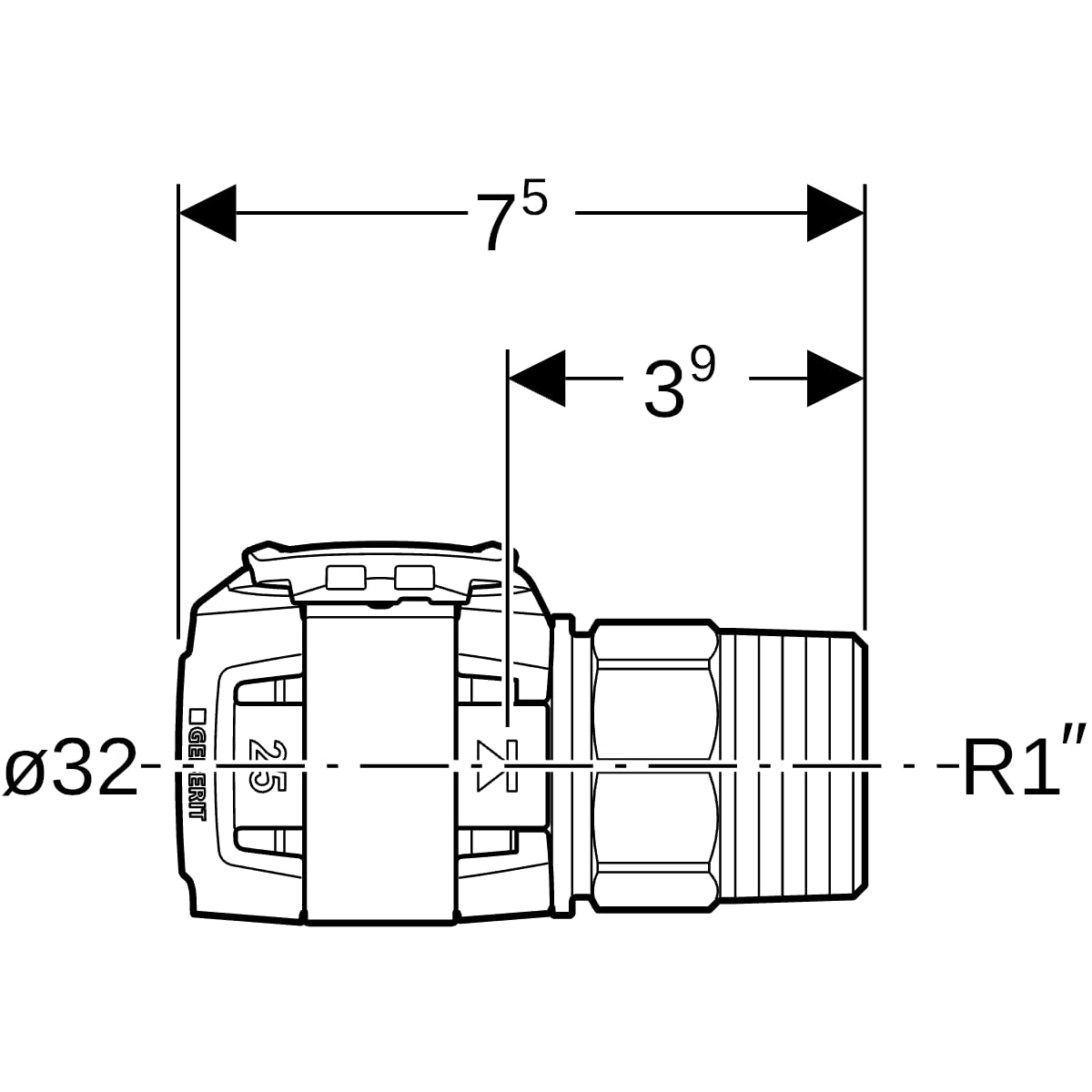 Geberit FlowFit Übergang mit Aussengewinde SiBr d32-R1