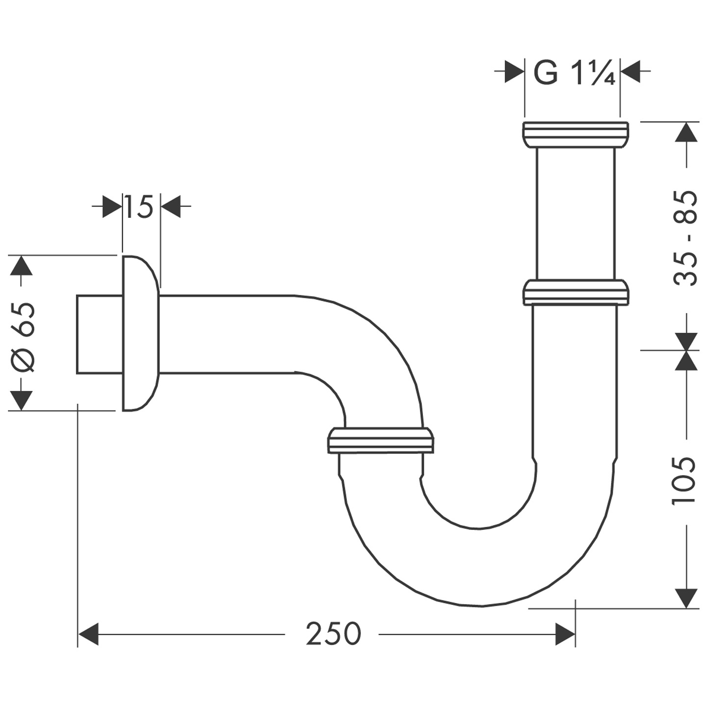 Hansgrohe Standard Röhrensifon DN32 chrom 