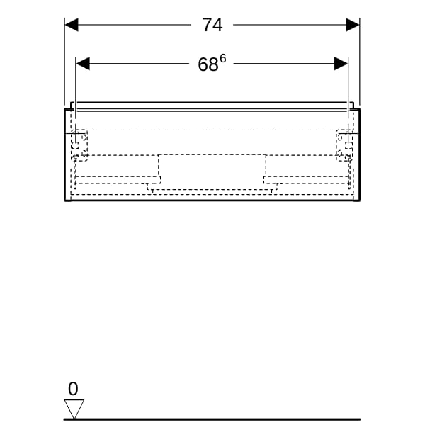 Geberit iCon Unterschrank für WT, 1 Schubl. 74x24,7x47,6cm, weiß hgl/Gr. chrom