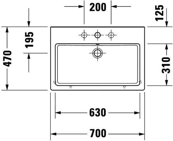 DU Waschtisch Vero 700 mm mit ÜL, mit HLB, 1 HL, weiß