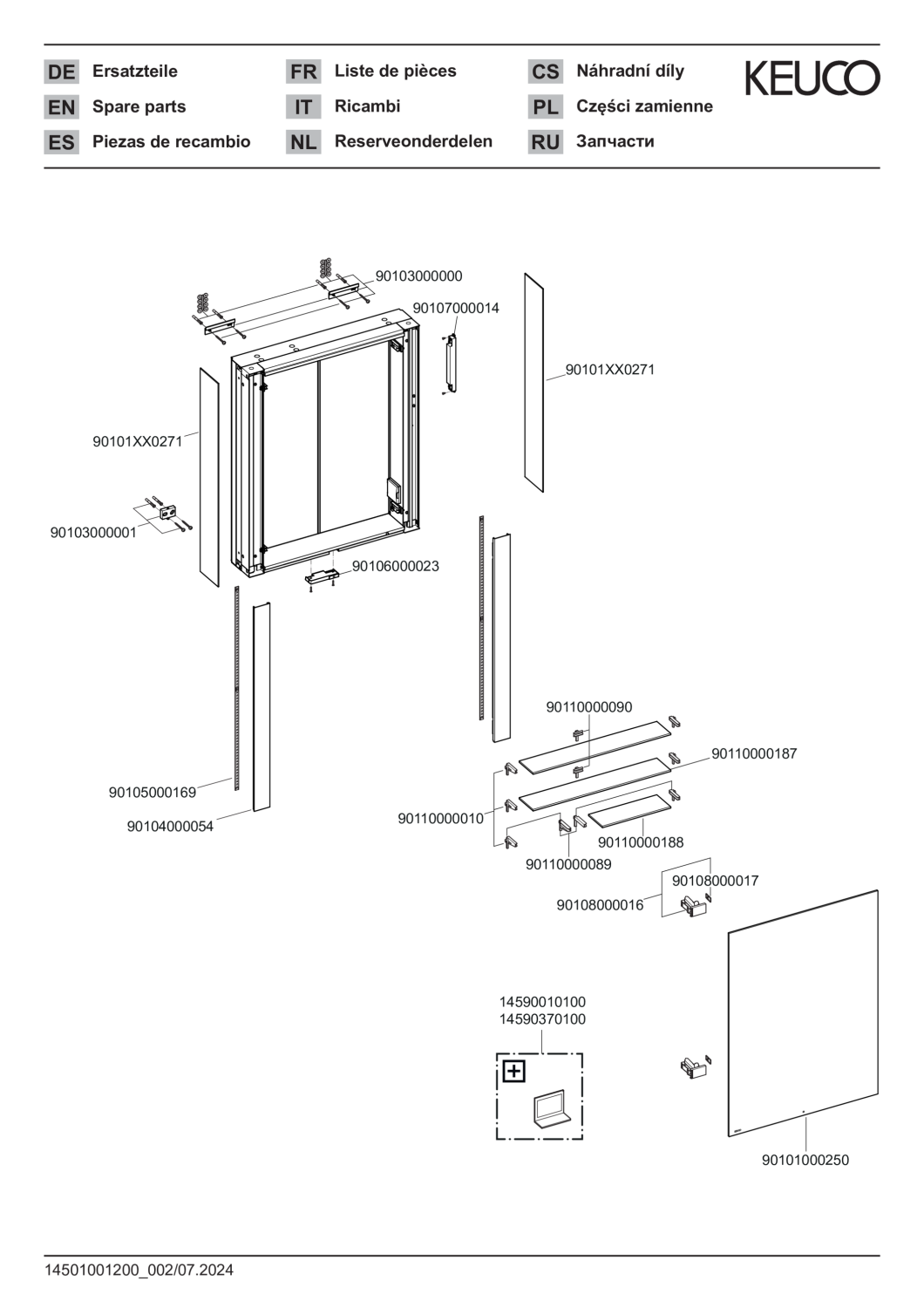 KEUCO SPS Somaris 14501, Ans.li. VB 600x710x128mm verspgl.