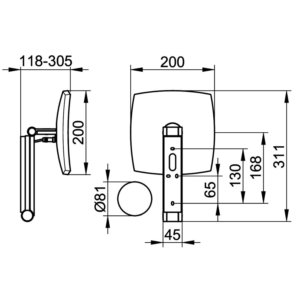 KEUCO KS iLook_move eckig 17613, bel.,UP,Glasbedienfeld,Aluminium-finish