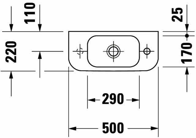 DU Handwaschbecken Happy D.2 500 mm ohne ÜL, mit HLB, HL links, weiß