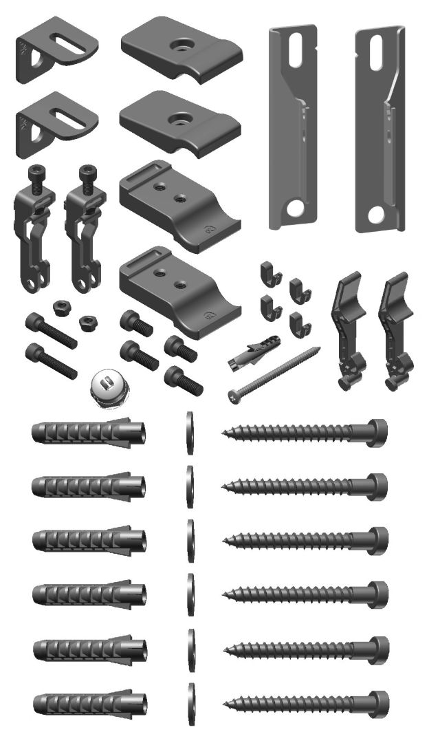 Befestigungs-Set 15 AK3 / -E Duett / Duolino RAL9016