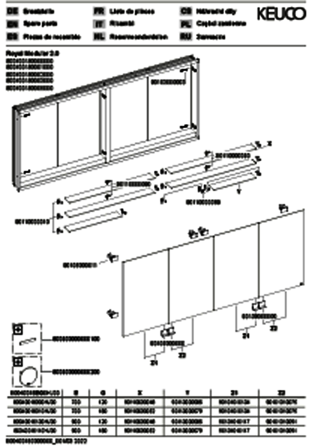 KEUCO Royal Modular 2.0 SPS, unbel. 80040, Einb,4Steckd,sb-elox,1600x700x160mm