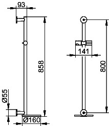 KEUCO Brausestange IXMO 59585, rund, mit Ablage, verchromt/anthrazit, 855 mm
