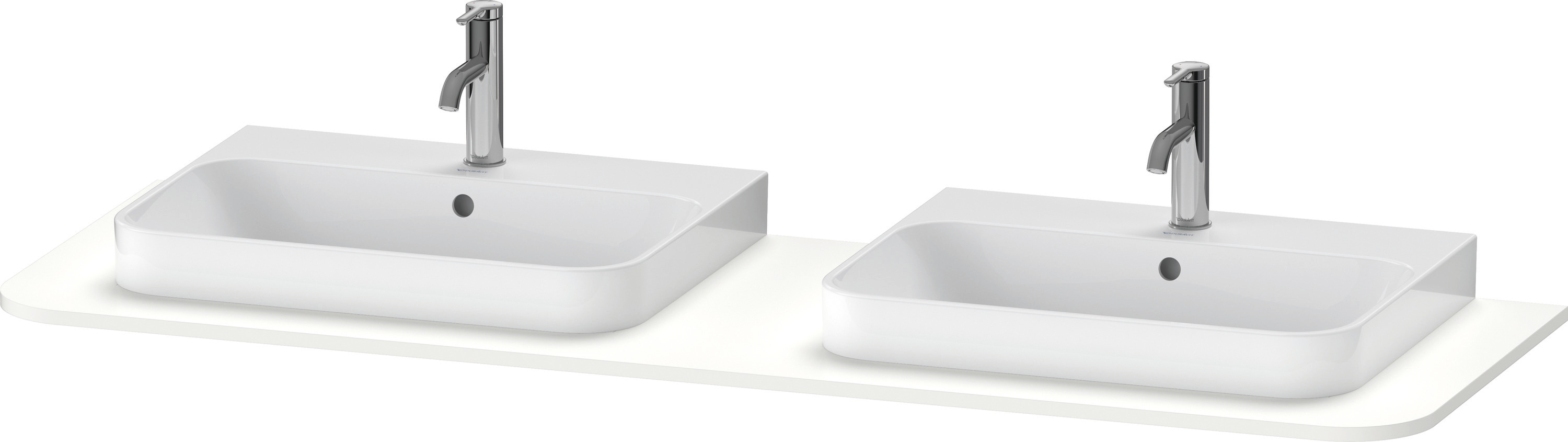 Duravit Konsole HappyD.2Plus, 2 Ausschnitte 16x1600x550mm, weiß seidenmatt