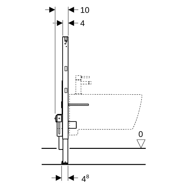 Geberit Duofix Element f. Bidet, 82 cm universell
