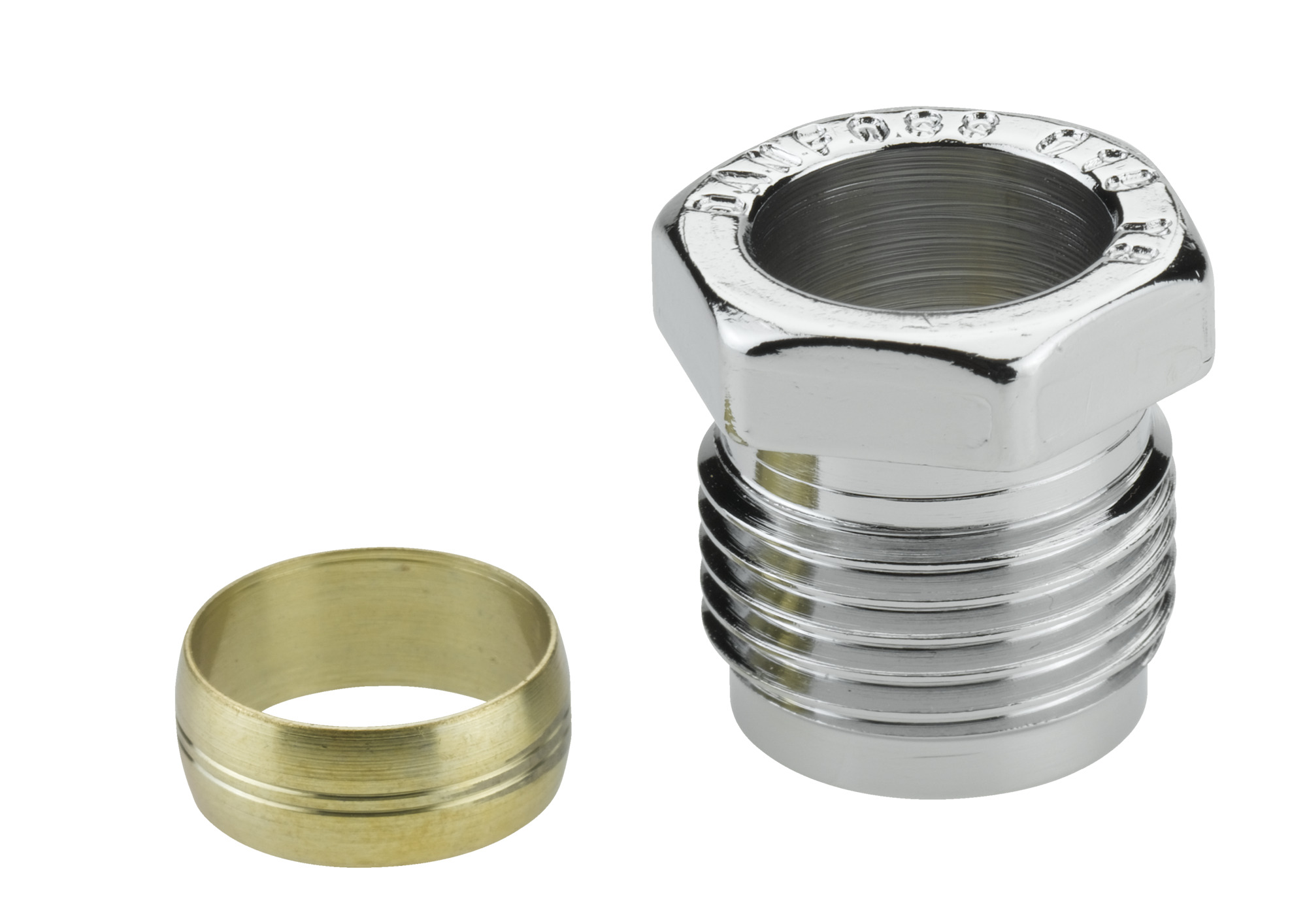 Danfoss Klemmverbinder R 1/2 AG auf 15mm f. Stahl- und Kupferrohre, Chrom