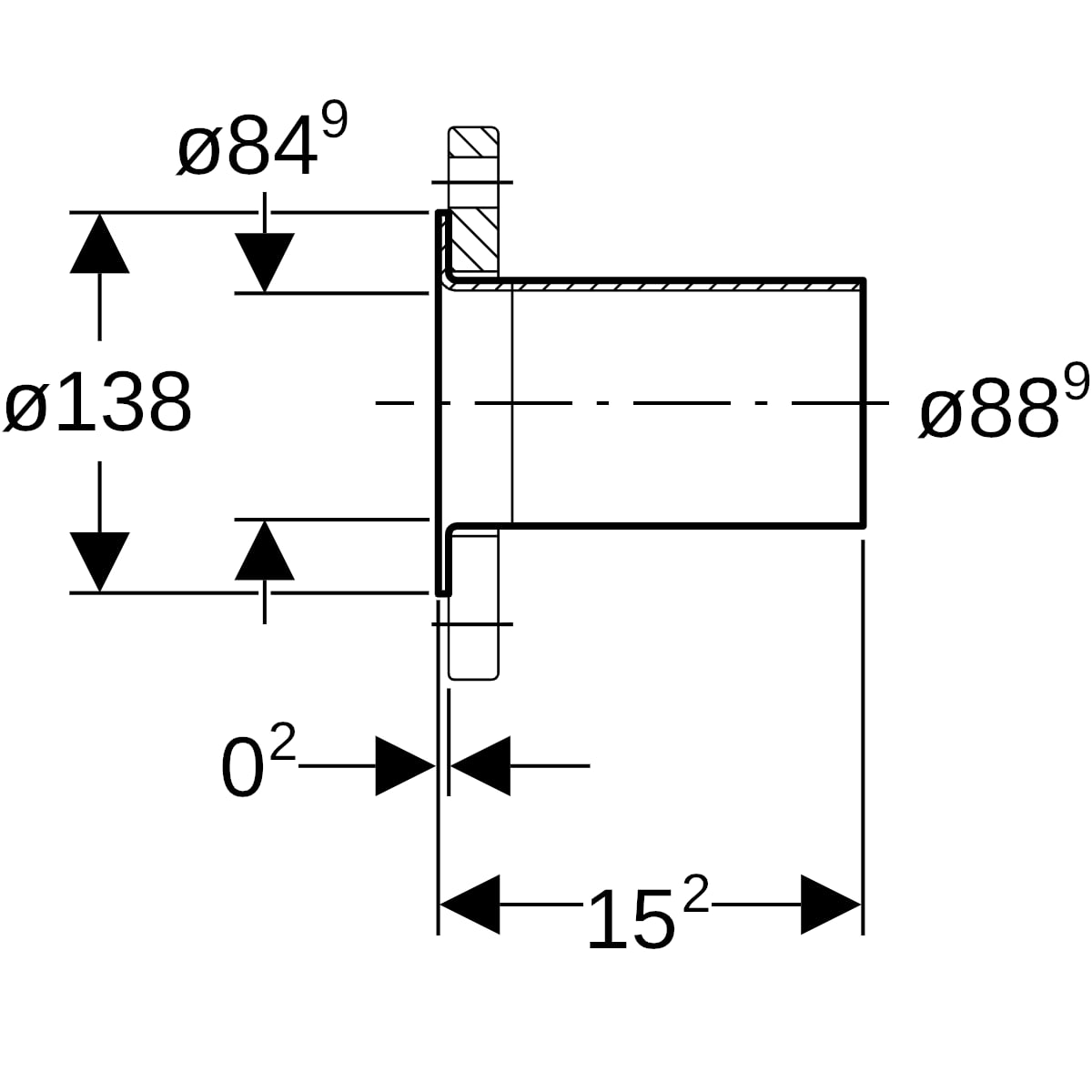 Geberit Mapress Kupfer Bund mit Einschubende zu Losflansch PN 10/16 d88,9