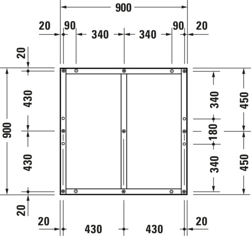 DU Fußgestell für Duschwanne Tempano 900x900mm