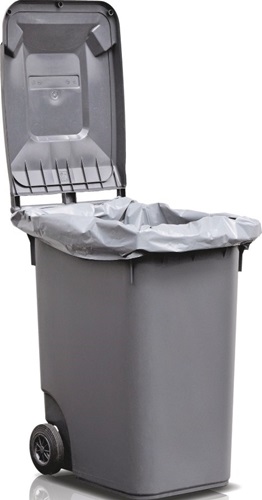 Kunststoffsack 240l LD-PE grau 100 µm B1200xL1350mm 50St./Karton Kunststoffsack 240l LD-PE grau 100 µm B1200xL1350mm 50St./Karton
