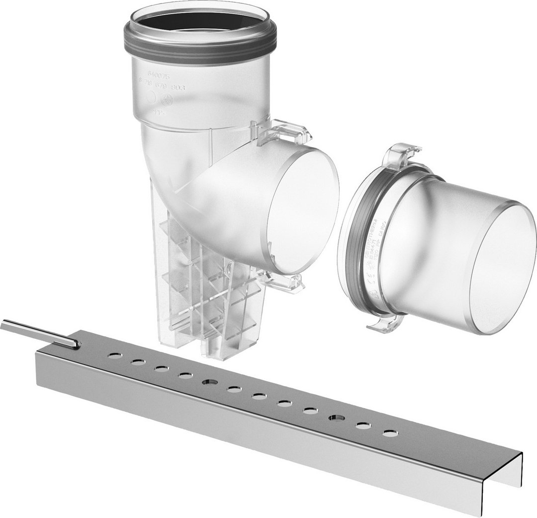 BOSCH Abgaszubehör FC-SE80-87 Abgasbogen d:80mm, 87Gr + Auflageschiene