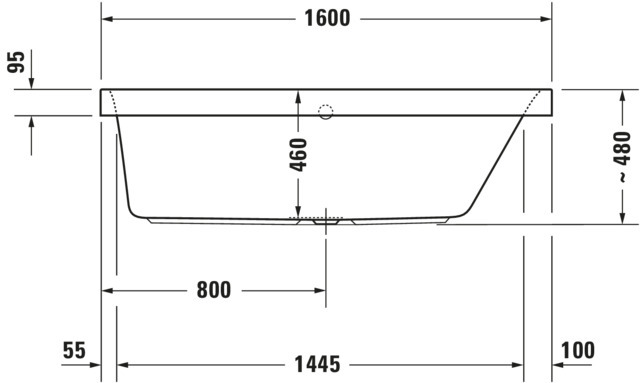 DU Happy D.2 BW 1600x700 Einbauversion Rückenschr.1 Pos.R, Weiß