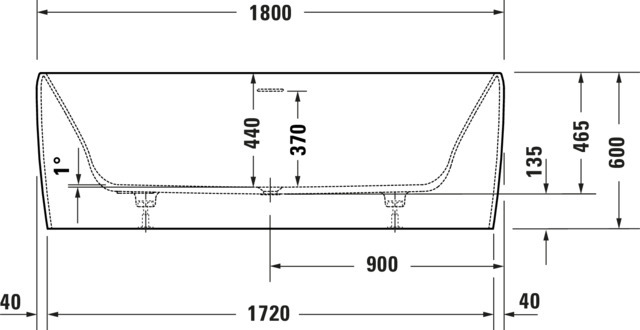 Duravit Qatego BW 1800x800mm Freistehend Mineralg.,Nahtl.VK, Rückensch.2 L/R,Weiß