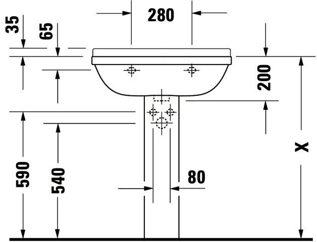 DU Waschtisch Starck 3 650 mm mit ÜL, mit HLB, 1 HL, weiß WonderGliss