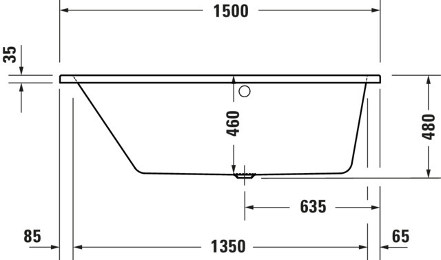 Duravit No.1Whirlwanne Duravit 1500x800mm Einbauvers., 1 Rückens.,Trapezför., Weiß