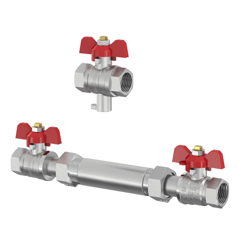 Flamco Erstausrüsterbausatz Kugelhahn DN20 universal, Zählerersatzstück 130mm