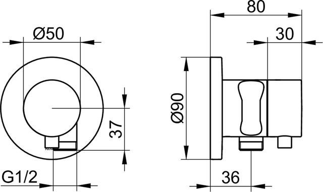 KEUCO 2-Wege Umstellv. IXMO Comfort 59556, Schlauchan./Brauseh.,rund,Schwchr.geb.