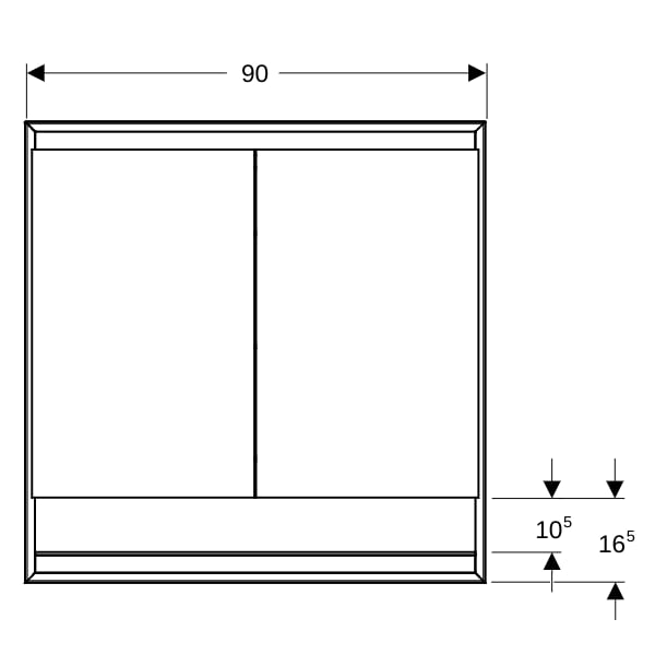 Geberit ONE Spiegelschrank mit Ni/Comf.Light 2 Türen, UP-Mont., 90x90x15cm, weiß