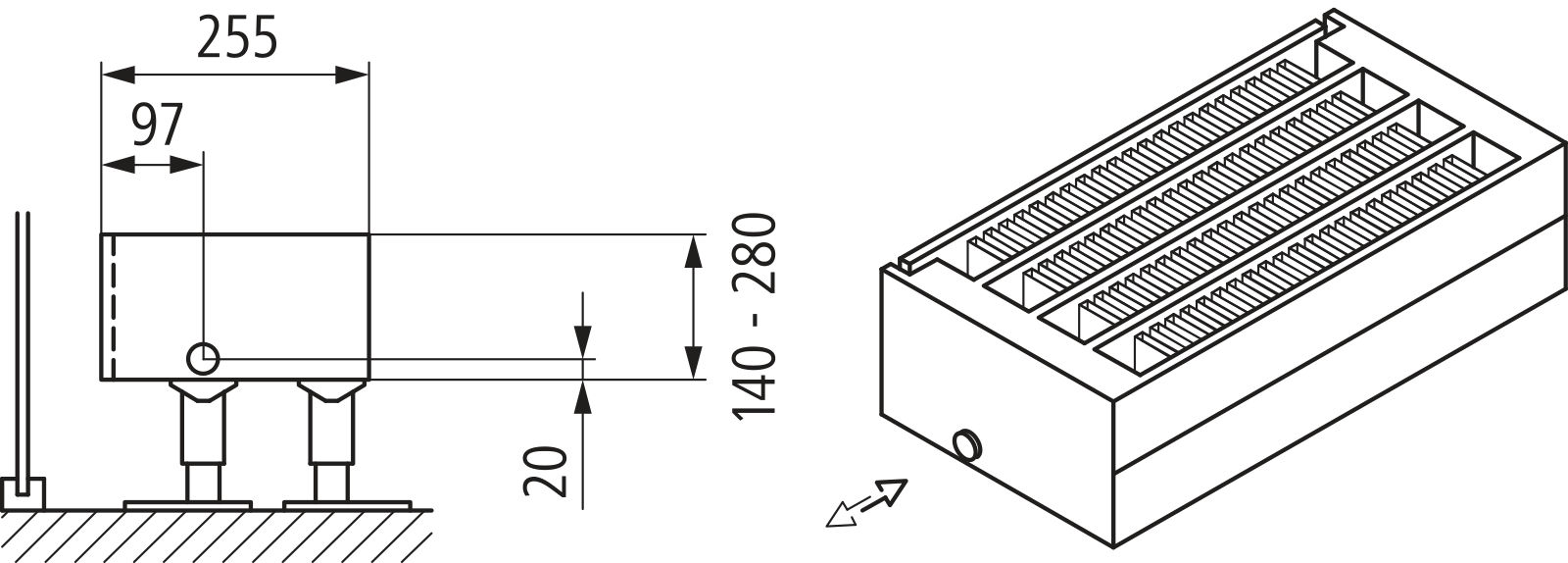 Kermi Kon m. Str. Typ44 BH280x255x3200 QN6934, weiß, 6bar, o. Abd., AB Uni.