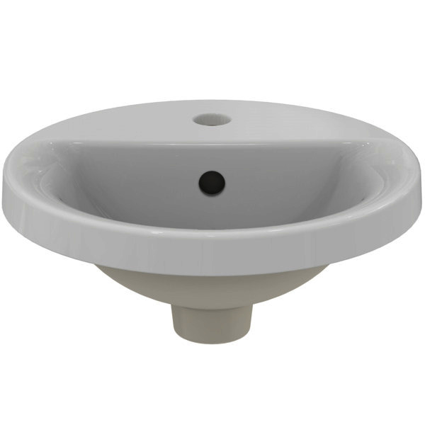 IS Einbauwaschtisch Connect, rund, 1Hl., m.Ül., 380x380x165mm, Weiß