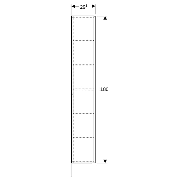 Geberit Hochschrank mit einer Tür 36x180x29,1cm, sandgrau hgl.