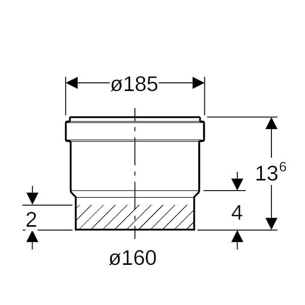 Geberit PE Steckmuffe mit Lippendichtung d160 L13,6