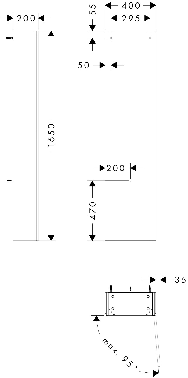 Hansgrohe Xilesa E HS 400x200 T.A: rechts ECHK  400x350mm Türanschlag rechts ECHK