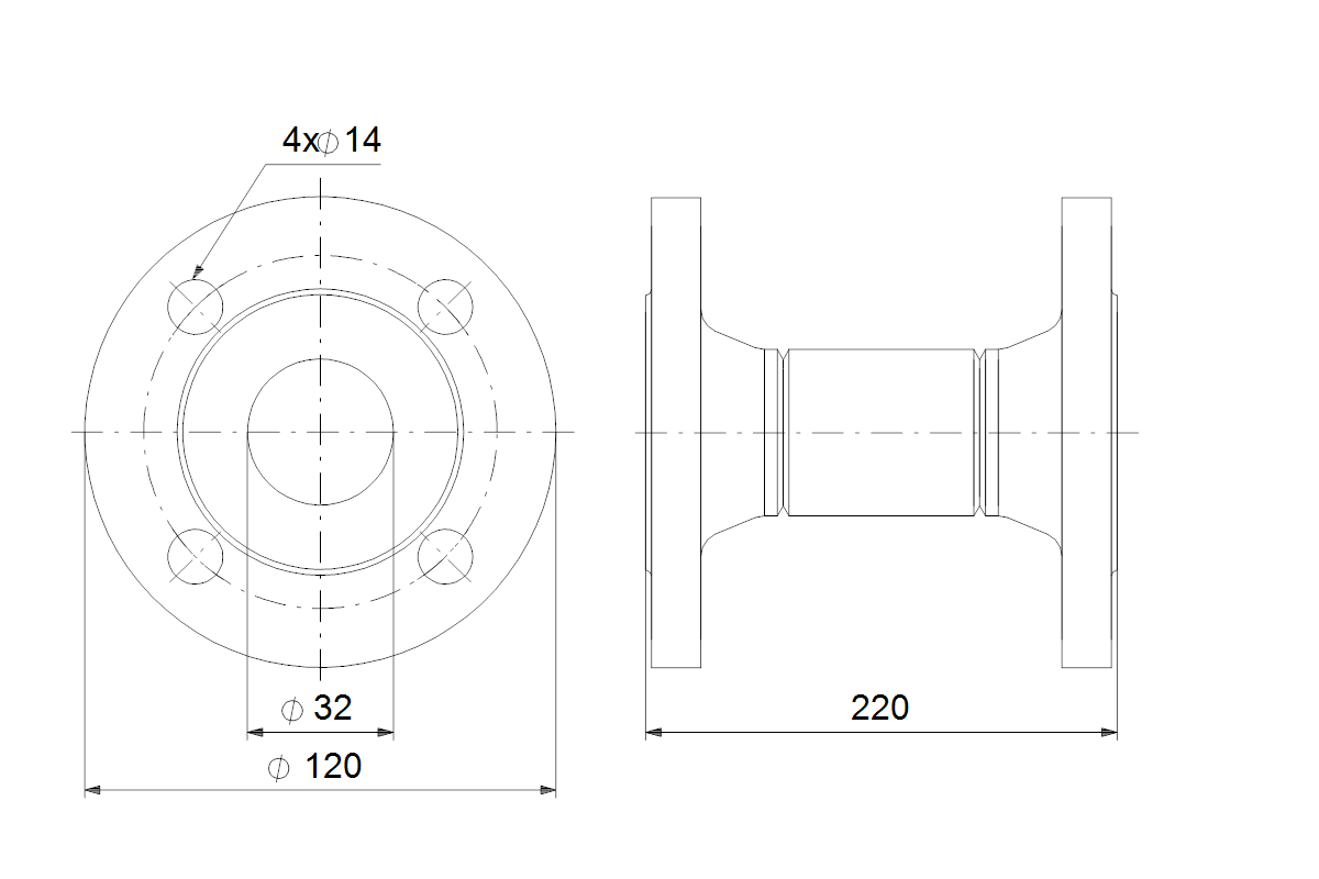 GRUNDFOS Zubehör für Trockenläuferpumpen Ausgleichsstück DN32 PN6 L220mm