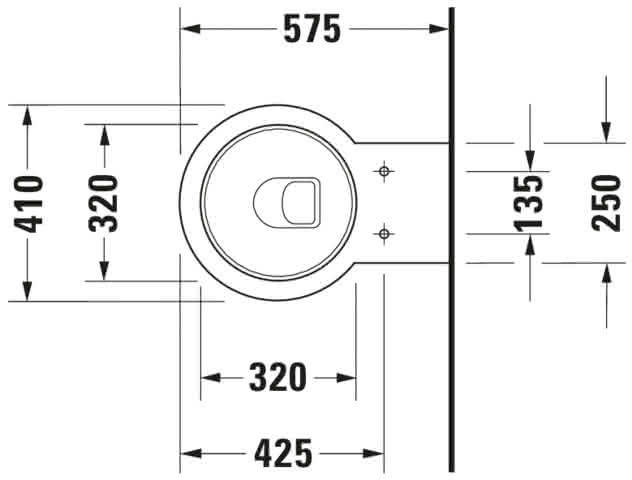 DU Wand-WC Starck 1 575 mm Tiefspüler, Durafix, weiß WonderGliss
