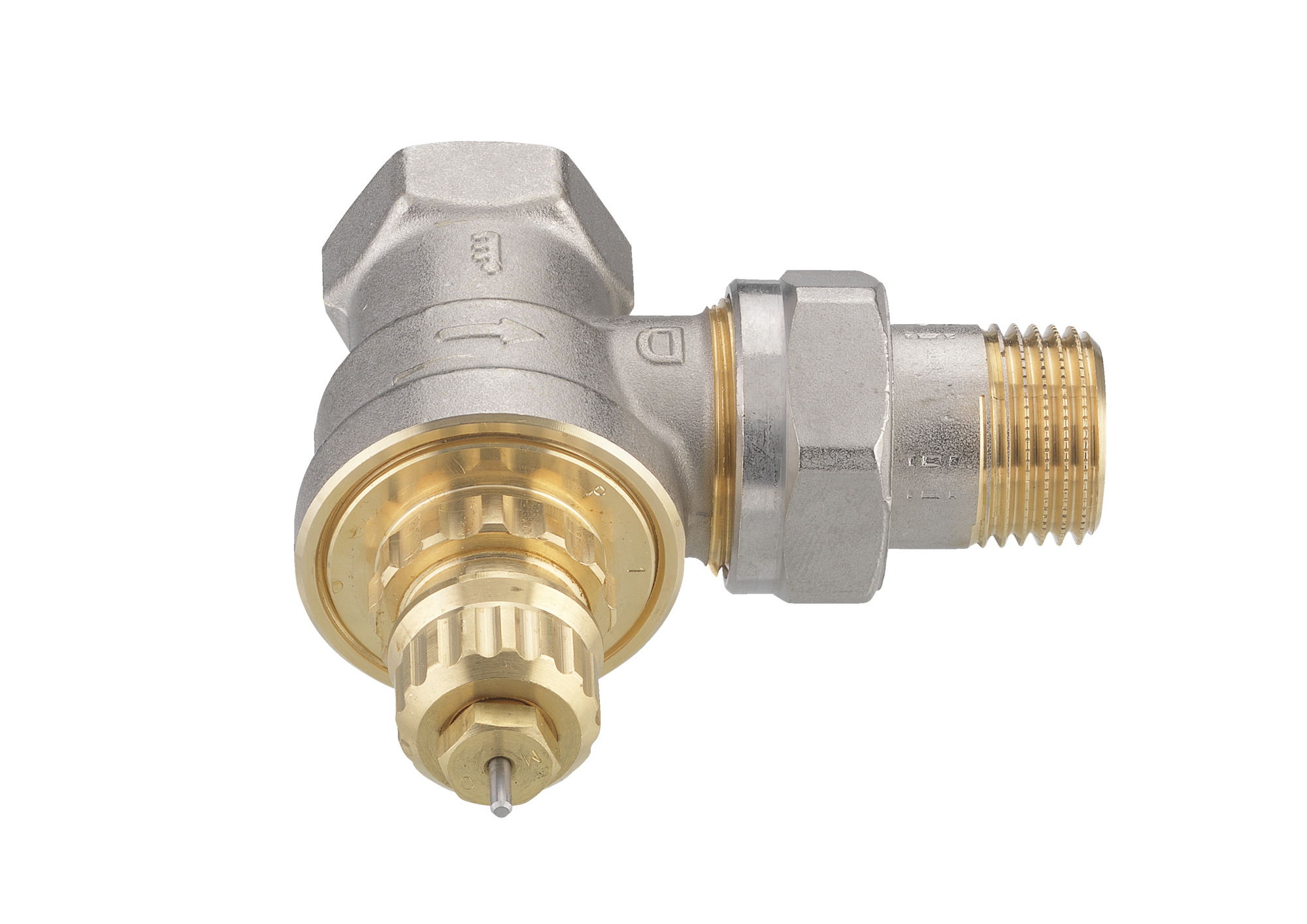 Danfoss Ventilgehäuse RA-G 15 R 1/2, Eck, matt vernickelt
