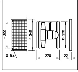 Helios HSD 315/4 Axialventilator 3-PH, Regelbar m. Gitter