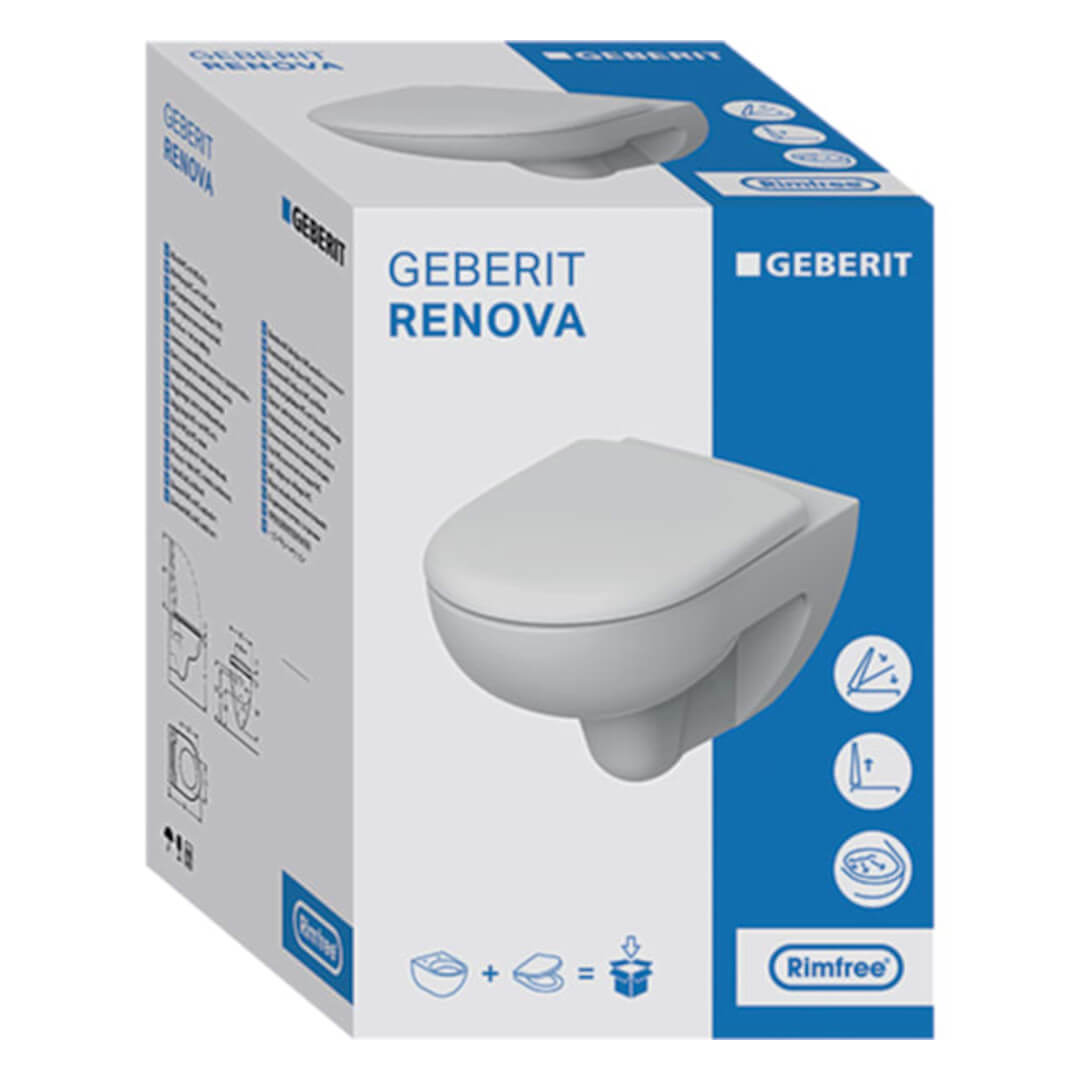 Geberit Wand-Tiefspül-WC Renova Set spülrandlos mit WC-Sitz