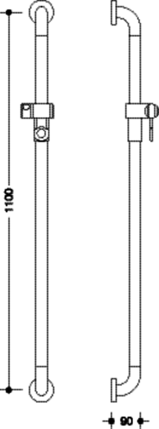 HEWI Brausehalterstange Ser 477, AM:1100mm, m. 35521 stahlblau