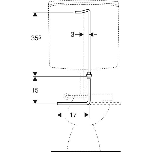 Geberit Wasseranschlussset unten zu Geberit AufputzSpk AP140