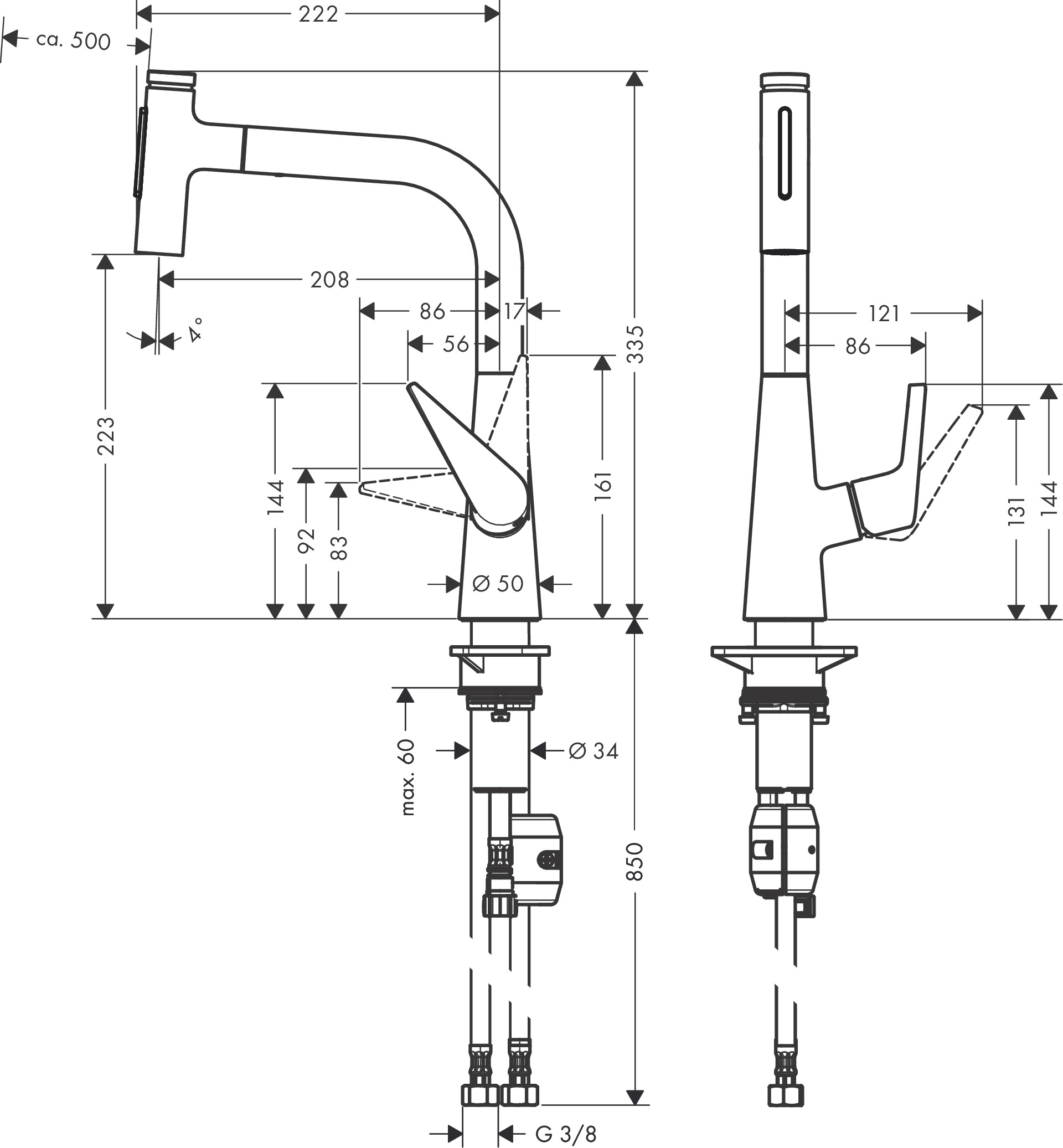 Hansgrohe Spültischmischer 220 Talis Select M51 Ausziehbrause 2jet chrom