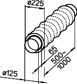 Helios SDE 125 Flex. Rohrschalldämpf. elast., Länge=1 m