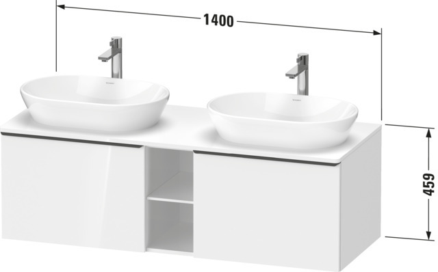 DU D-Neo,Kons-WTU,B,AZ:2,Fä:2,Gr:D.Schw. 1400x550x459mm,Wandh.Weiß Hochglanz,Dek