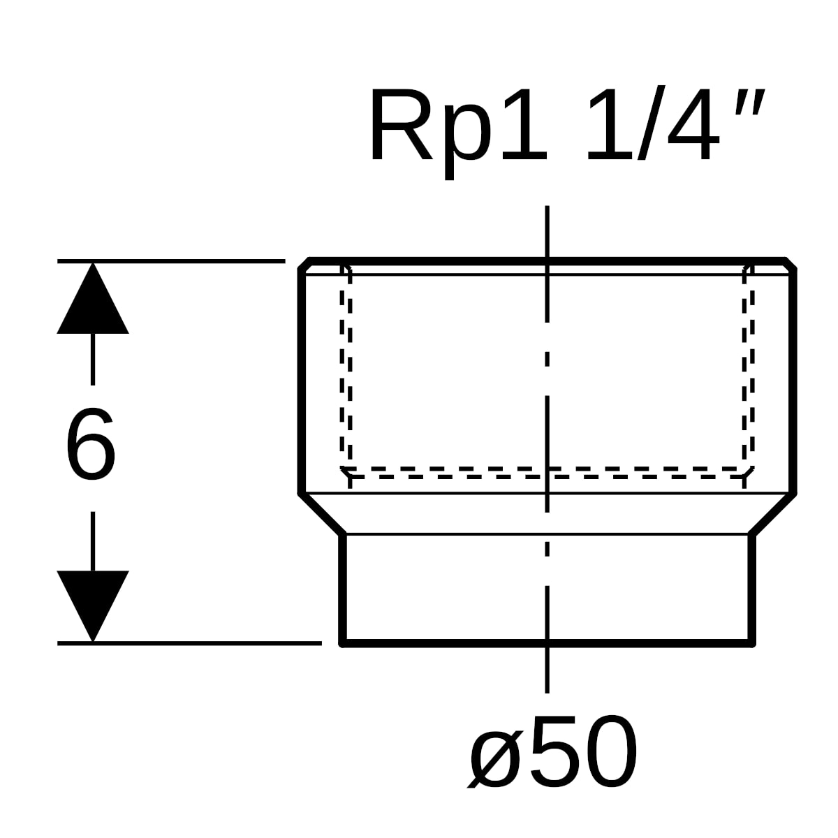 Geberit PE Übergang mit Innengewinde d50 Rp1 1/4