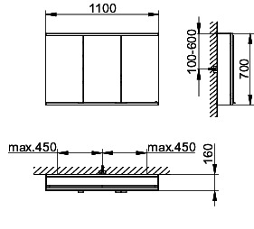 KEUCO Royal Modular 2.0 SPS, bel. 80031, Vorb,2Steckd,sb-elox,1100x700x160mm