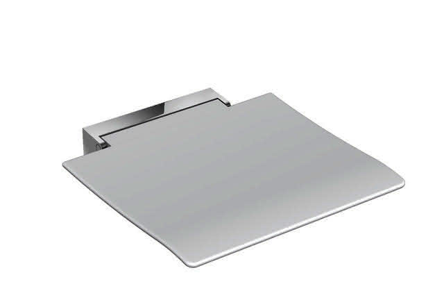 HEWI Klappsitz 450, B:450, T:463, Konsole chrom, Sitzf. farbig signalweiß