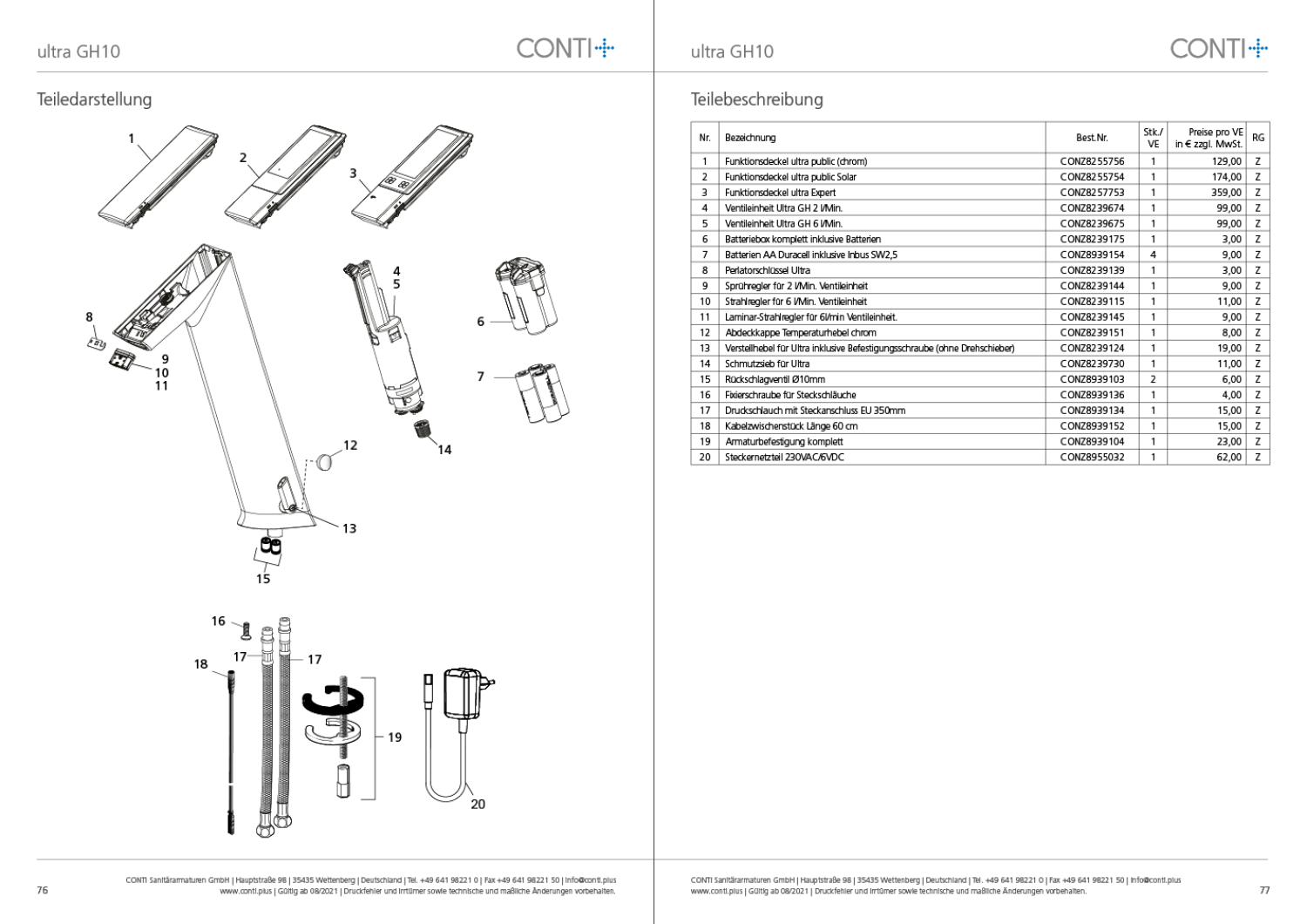 CONTI+ ultra el. IR Standarm. Batt. Public m.Misch. Chrom o.Ablg. GH10