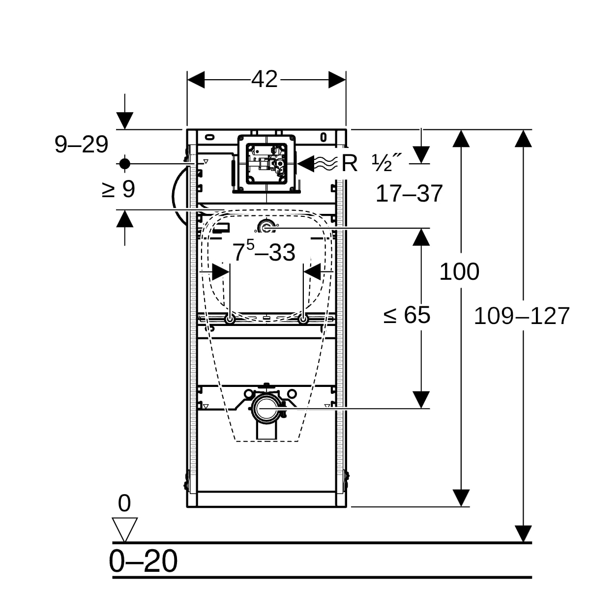 Geberit GIS Element für Urinal, 114 cm, Universal
