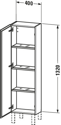 Duravit Halbhochschrank L-Cube 243x400x1320mm 1 Tür, TA li., weiß matt